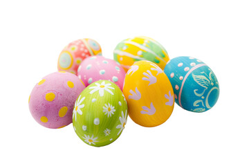 Fototapeta na wymiar Traditional easter holiday eggs, painted, isolated on transparent background - spring symbol