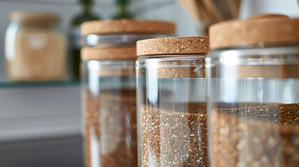 Eco-Friendly Glass and Cork Storage Jars for Dry Goods