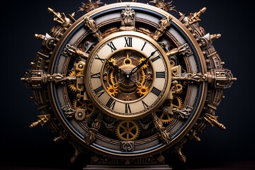 Fototapeta na wymiar Grand Steampunk Clock with Multiple Gears