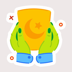 A flat style sticker of ramadan card