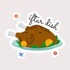 Check out this flat sticker of iftar dish