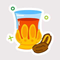 Download this flat sticker of iftar drink 