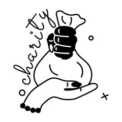 Modern glyph sticker of giving charity 