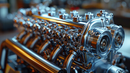 Fototapeta premium Automotive engine block lathe,generative ai