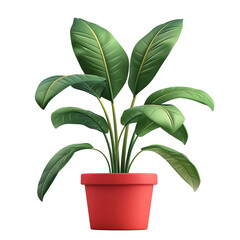 Green plant in red pot for home and office decoration