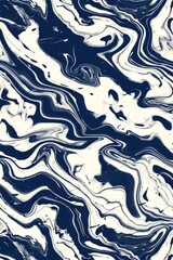 Background Texture Pattern in the Style of Nautical Navy and White Swirling Marble Ink Fluid Elegance created with Generative AI Technology
