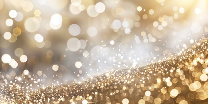 Gold and white background, happy atmosphere, glitter