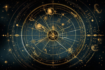 Hand-drawn Steampunk Star Map with Constellations