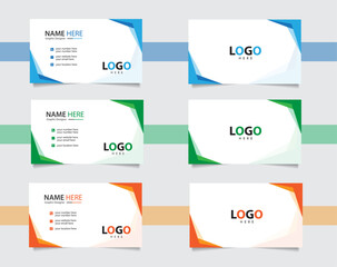 Double-sided business card template Horizontal and vertical layout with 3 colors
