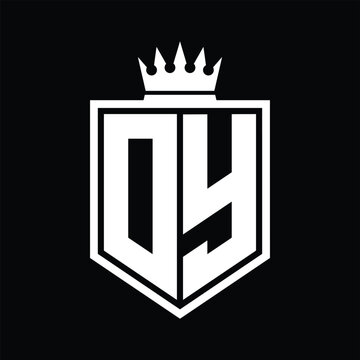 recommend clip art: DY Logo monogram bold shield geometric shape with crown outline black and white style design