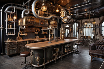 Fototapeta premium Steampunk Industrial Interior Design