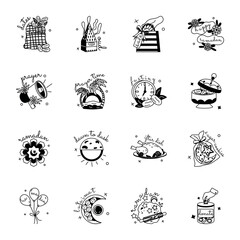 Collection of Ramadan Festivities Glyph Stickers 

