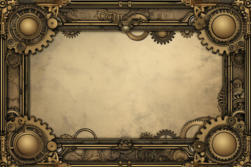 Steampunk Border with Gears and Chains