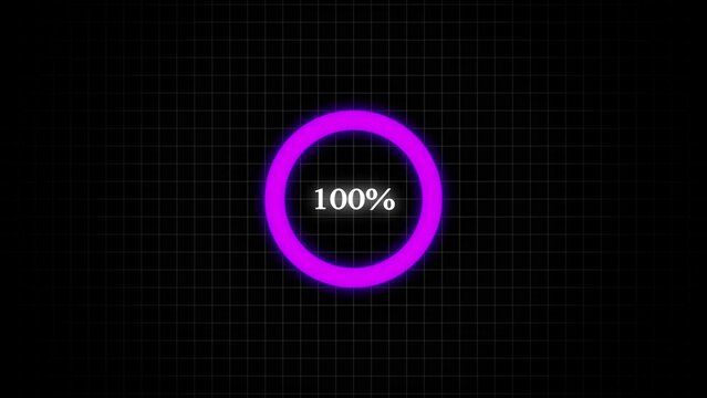 Circle loading animation. Process loading bar, gradient color rotating ring spinning with 0 to 100 %. loading bar animation.