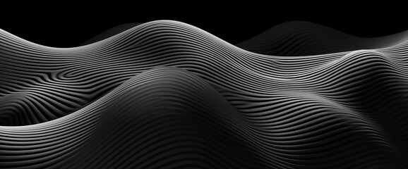 Black and white abstract background with line waves, aabstract background banner