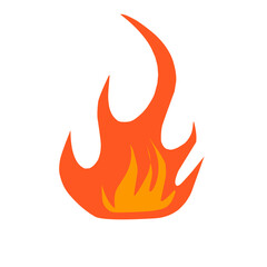 Set of red and orange fire flames. Collection of hot glowing elements. Idea of ​​energy and power. Isolated vector illustration in flat style
