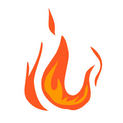 Set of red and orange fire flames. Collection of hot glowing elements. Idea of ​​energy and power. Isolated vector illustration in flat style