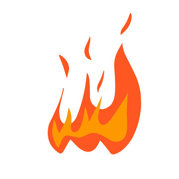 Set of red and orange fire flames. Collection of hot glowing elements. Idea of ​​energy and power. Isolated vector illustration in flat style
