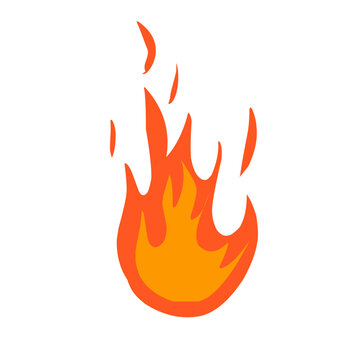 Set of red and orange fire flames. Collection of hot glowing elements. Idea of ​​energy and power. Isolated vector illustration in flat style