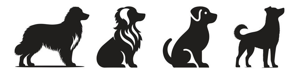 Dog silhouette vector set. Vector silhouette of dog set on white background.