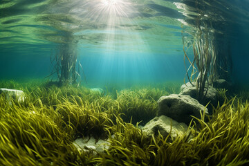Fototapeta na wymiar underwater scenery, sea plants, beautiful
