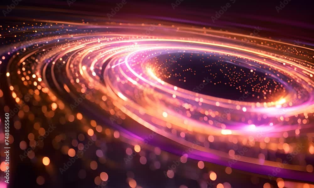 Wall mural spiral of light trails and sparks in cosmic space. the concept of singularity and cosmos.