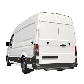 Commercial white delivery van isolated on white