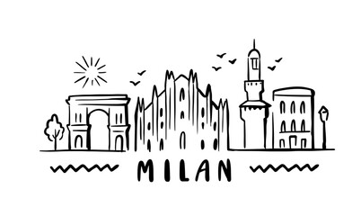 Fototapeta premium city of Milan in sketch style on white