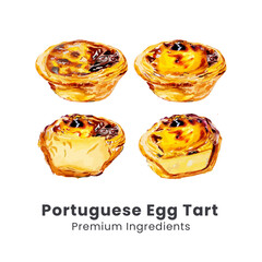 Hand drawn vector illustration of portuguese egg tart