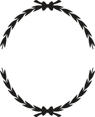Fototapeta na wymiar black silhouette circular laurel foliate, wheat and oak wreaths depicting an award, achievement, heraldry, nobility on white background. 
