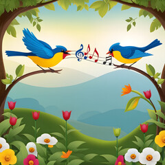 singing birds, ai-generatet