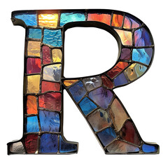 Stained Glass Letter R Isolated on Transparent or White Background, PNG