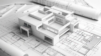 architectural drawing 3d illustration 