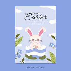 Easter flyer design with cute bunny