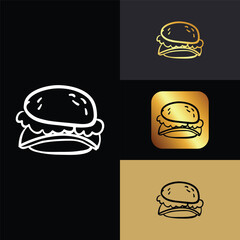 Burger icon design template. Flat hamburger logo background. Line street fast food symbol illustration. Modern concept for bar, cafe, stall, delivery