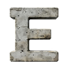 Concrete Letter E Isolated on Transparent or White Background, PNG