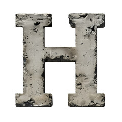 Letter H Concrete Isolated on Transparent or White Background, PNG