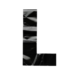 Letter L made of black tape Isolated on Transparent or White Background, PNG