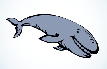 Whale. Vector drawing icon sign