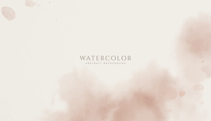 Abstract horizontal watercolor background. Neutral light beige colored empty space background illustration