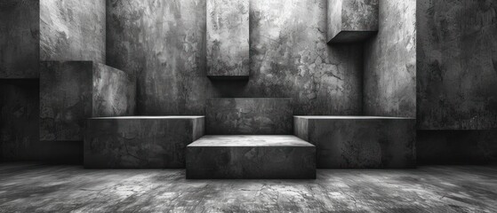 Concrete Steps, Stairs in Stone, Gray Staircase, Modern Concrete Stairs.