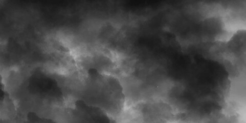 Luxury Cumulonimbus cloud formations on tropical blue sky. Background Texture of dark black and white ominous storm clouds. Grunge wall background. Fog, smoke and mist effect on black background..