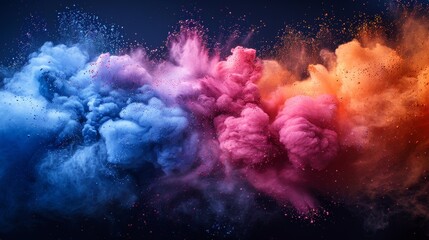 Paint Holi. Colorful powder explosion on black background. Colorful cloud. Colorful dust explodes. - obrazy, fototapety, plakaty