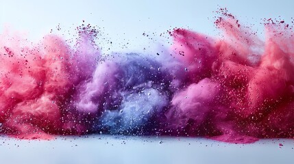 Multicolored glitter texture, abstract powder splattered on white background, freeze motion of color powder exploding and throwing color powder..