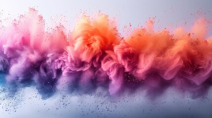 Multicolored glitter texture, free motion explosion/throwing of color powder on a white background...