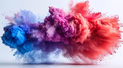 Abstract powder splashed background. Powder explosion with multi-colored powder. Clouds of colored dust explode. Holi paint.