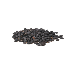 Black sesame seeds on transparent png