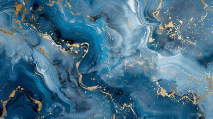 abstract background, white blue marble with gold glitter veins, stone texture