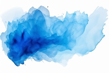 Abstract blue watercolor splash isolated on white background. Ink blots.