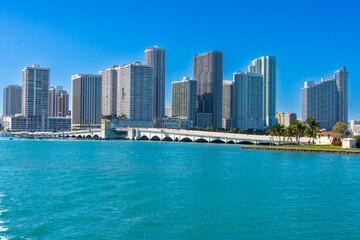 Fototapeta premium Architecture of the city of Miami view from the south channel